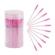 CHEFBEE 100PCS Disposable Eyelash Brush, Mascara Wands Makeup Brushes Applicators Kits for Eyelash Extensions and Eyebrow with Container (Light Pink)