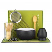 ChefBee 8PCS Matcha Whisk Set - Ceramic Matcha Tea Bowl Kit Set Includes Bowl, Whisk and Chasen Holder, Sifter, Bamboo Spoon & Scoop, Scoop Rest, Tea Towel, Christmas Macha Gift for Beginners Lovers