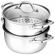 Chefbee Stainless Steel Steamer Pot - 3.2QT Steamer for Cooking with Food Basket, Steaming Cooking Pot Kitchen Cookware for Vegetable, Food, Dumplings, Soup